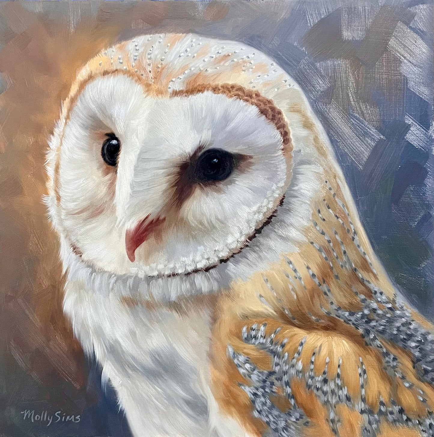 SOLD ~ Barn Owl Portrait ~ 12" x 12"