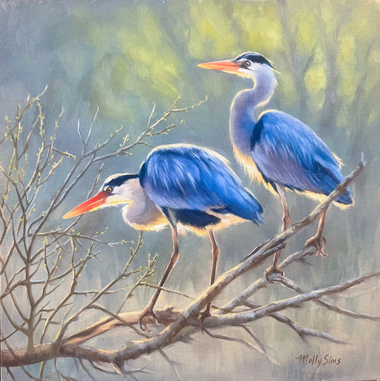 SOLD ~ Fishing Partners ~ 12" x 12" ~ Out West Art Show