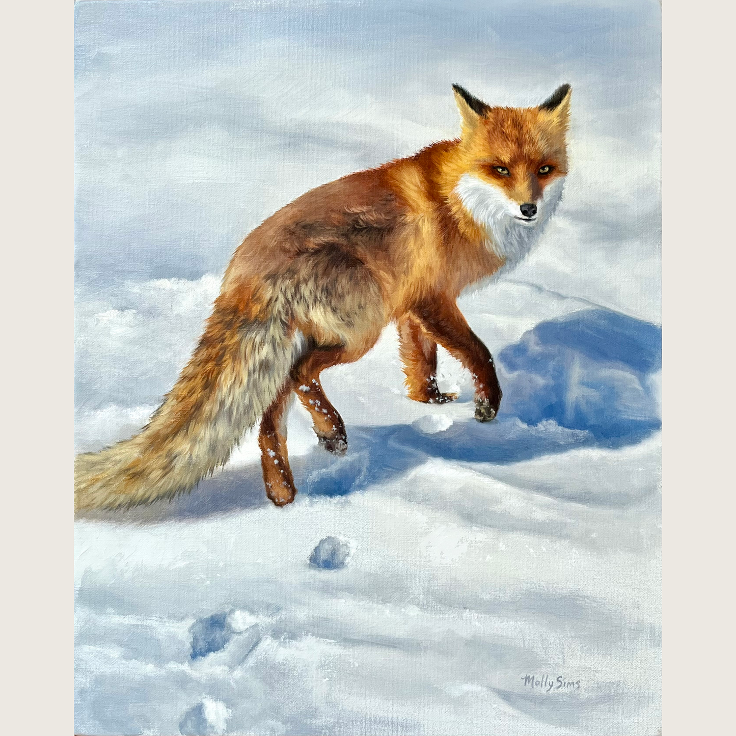 SOLD ~ Footprints in the Snow ~ 16" x 20"